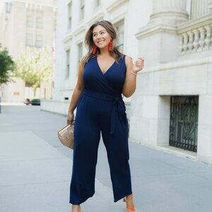 The Drop Women’s Caralyn Mirand Sleeveless Wrap Jumpsuit – Navy Blue, Size XL